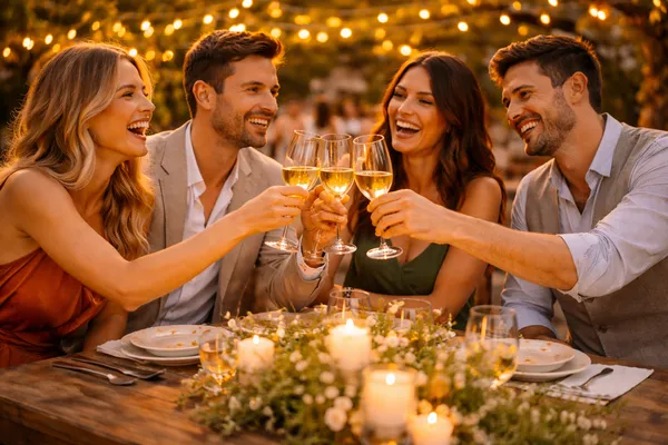 Přátelé si připíjejí